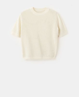 Women's Lace Accents Short-Sleeved Knitted Sweater