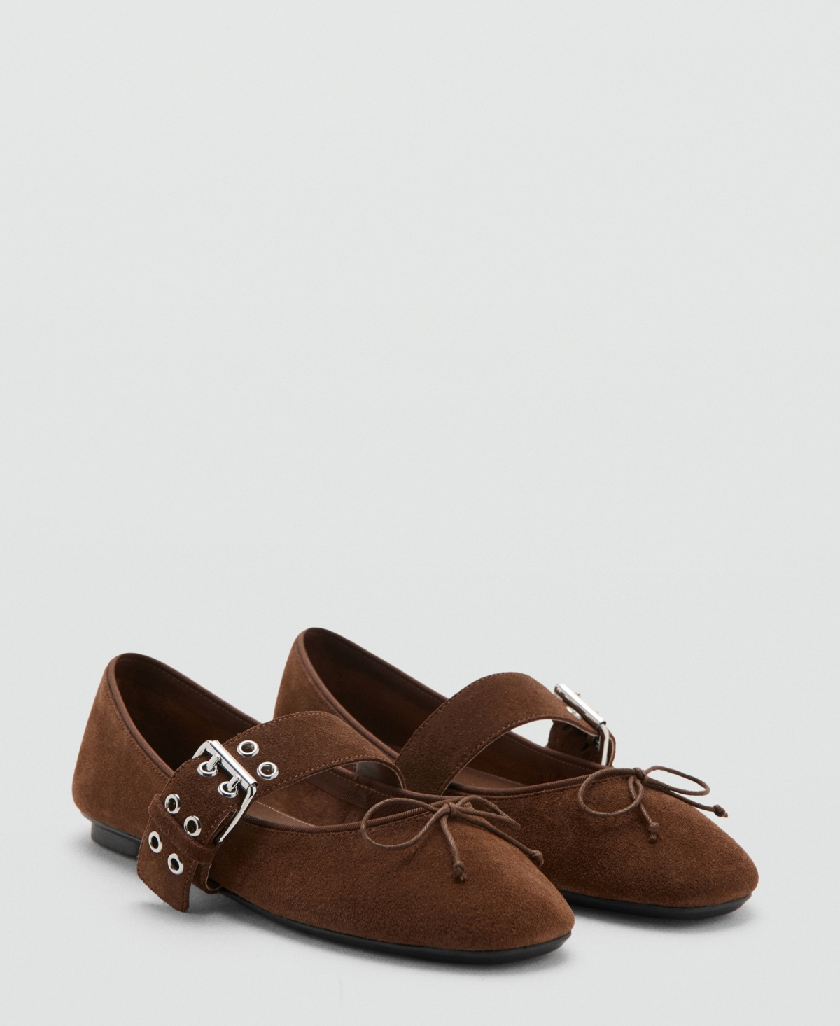 Mango Women's Buckle Suede Ballerina
