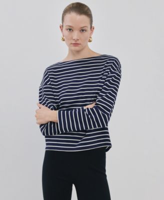 Women's Striped Boatneck Sweatshirt