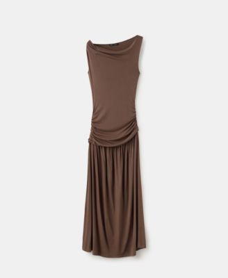Women's Gathered Body Asymmetrical Dress