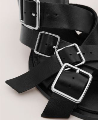 Women's Buckles Leather Strap Sandals