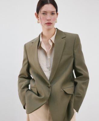 Women's Lapel Pockets Straight Suit Jacket