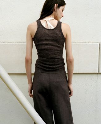 Women's Asymmetrical Semi-Sheer Alpaca Top