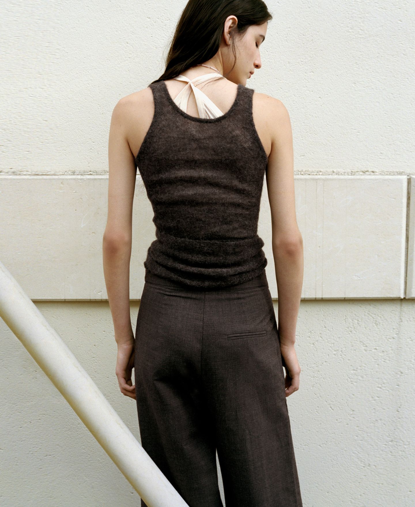 Женский топ Mango Asymmetrical Semi-Sheer Alpaca, цвет: Средний коричневый — фото 2