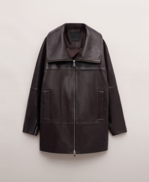 Женские куртки MANGO Women's Oversized Funnel-Neck Leather Coat