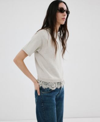Women's Lace-Trim Knit Sweater