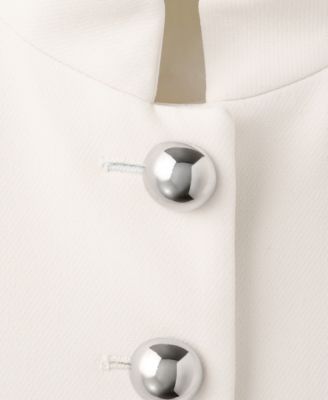 Women's Jewel-Button Strip Collar Jacket