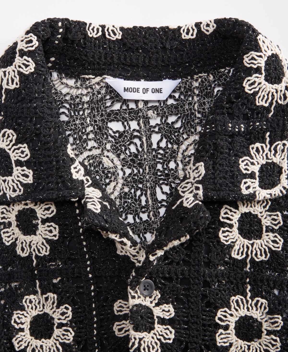 Mode of One Men's Boxy-Fit Short-Sleeve Crochet Shirt, Macy's Exclusive