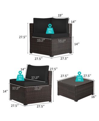 6PCS Rattan Patio Sectional Sofa Conversation Set Outdoor w/ Cushions