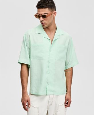 Men's Boxy-Fit Short-Sleeve Linen Shirt
