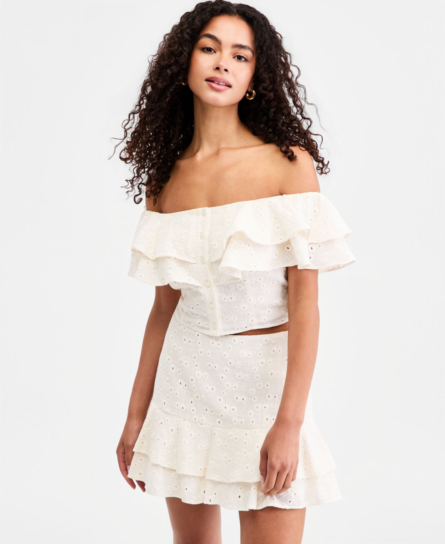 Women's Sade Ruffled Cotton Off-The-Shoulder Top