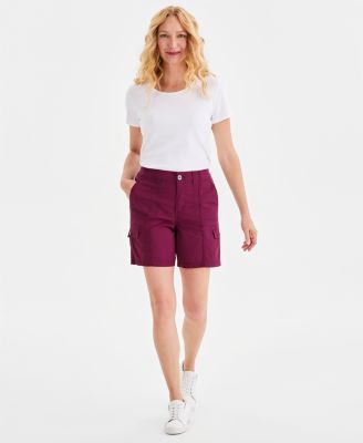 Women's Mid-Rise Comfort-Waist Cargo Shorts