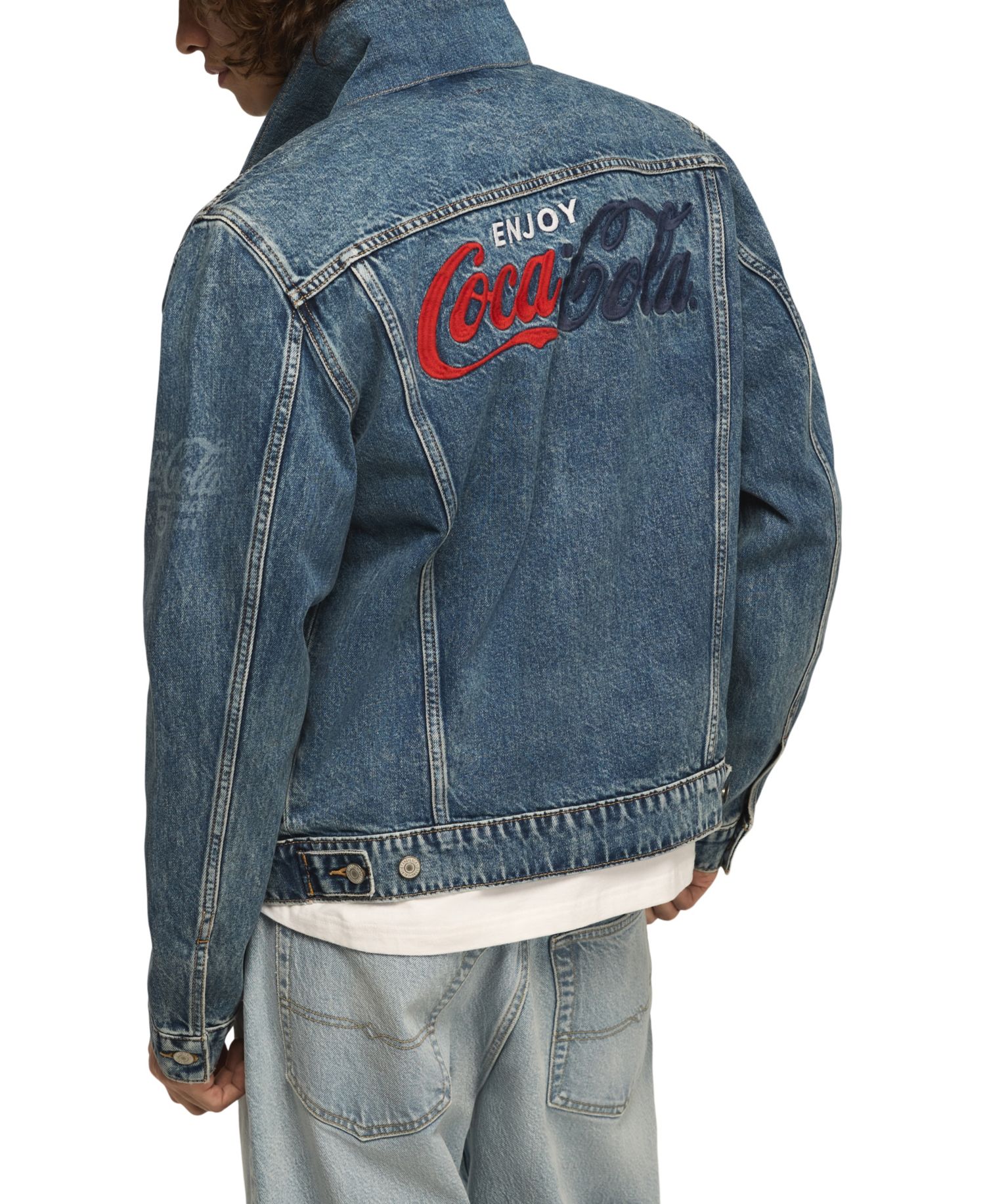Men's Coca Cola Patch Denim Trucker Jacket