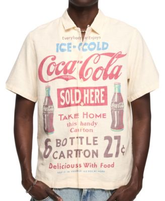 Men's Vintage Coca Cola Print Button-Down Shirt