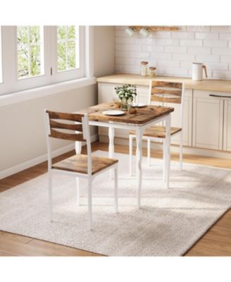 3-Piece Farmhouse Dining Table Set, Table and Chairs for 2, Kitchen & Apartment Dining Furniture