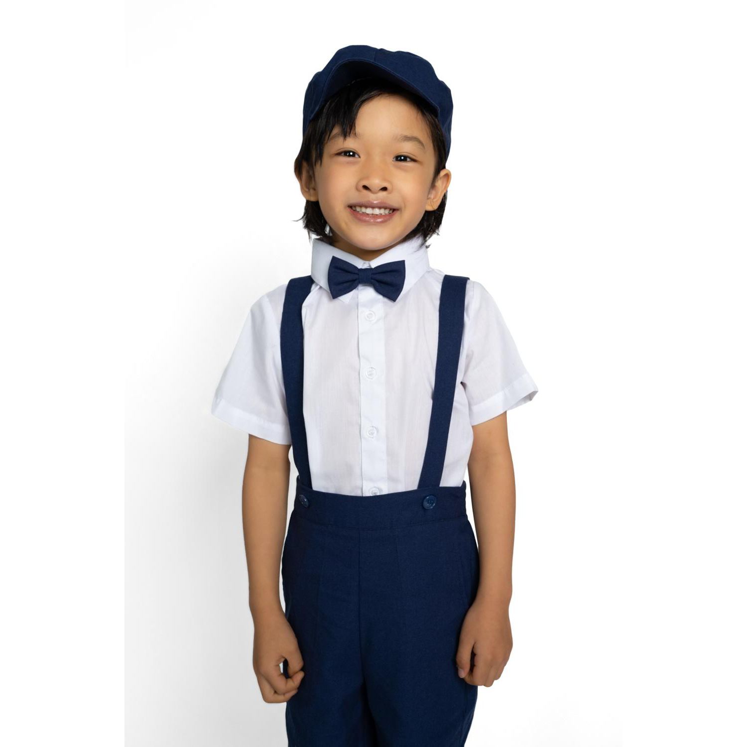 Toddler Boys Eton Safari Linen 5-Piece Shirt, Bowtie, Suspenders, Hat and Shorts Set