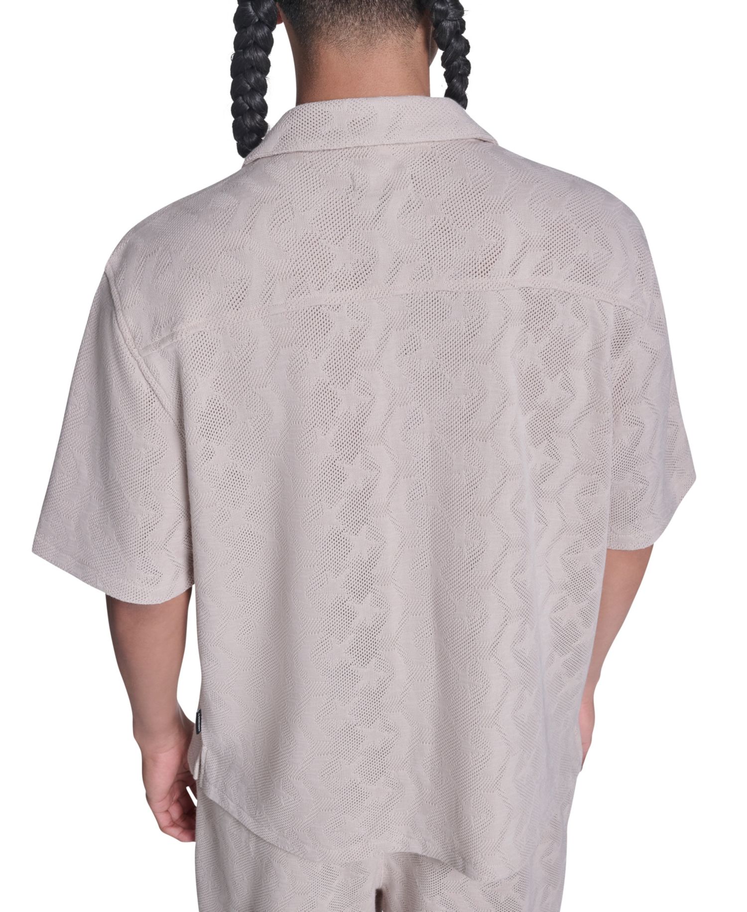 Men's Chevron Crotchet Short-Sleeve Collared Shirt