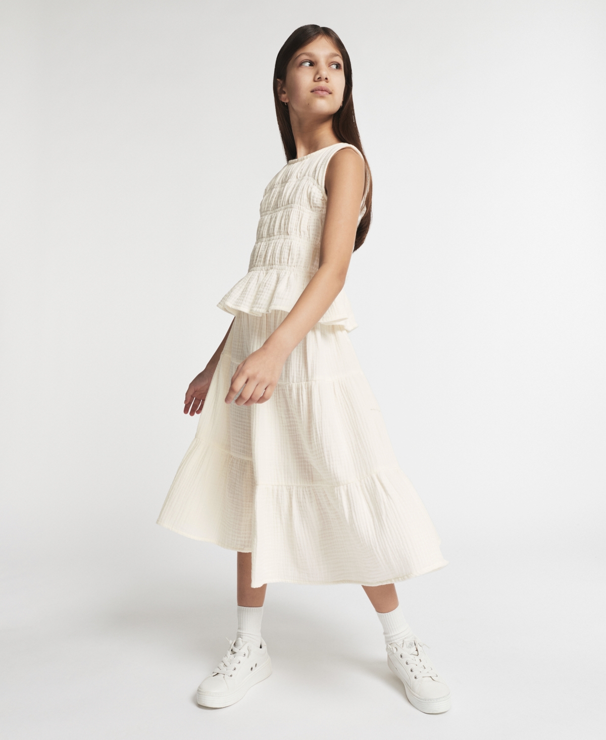 Calvin Klein Girls' 7-16 Crinkle Knit Sleeveless Top