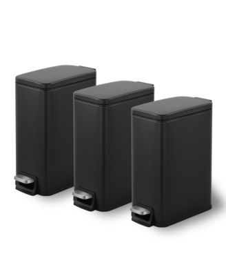 3 Pack 1.6 Gallon Stainless Steel Slim Bathroom Trash Can Combo with Lid, for Bedroom and Office