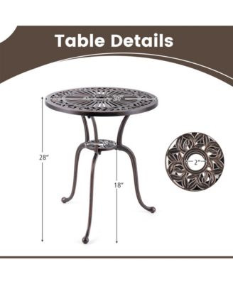 24" Round Cast Aluminum Patio Bistro Table with 2" Umbrella Hole