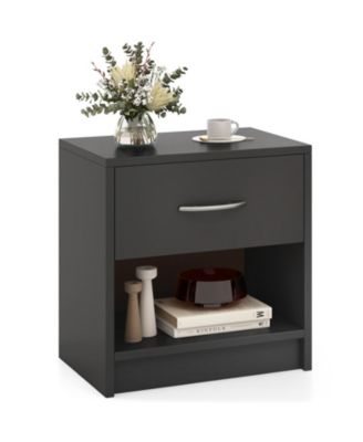 Nightstand with Drawer and Open Storage Shelf