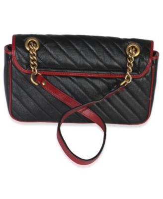 Red Black Calfskin Torchon Small GG Marmont Bag