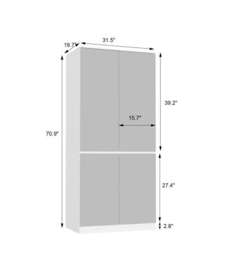 High Gloss Mirrored Doors Wardrobe Armoires with 4 Mirror Doors