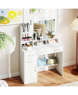 39.5 in Vanity Desk with Mirror and Power Outlets