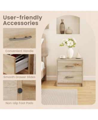 Two Drawer Nightstand Storage Table for Living Room