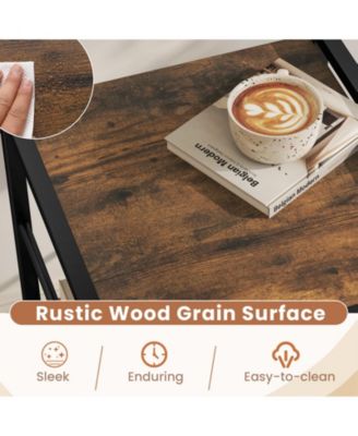 Industrial Nightstand with Fabric Drawer and Open Storage Shelf