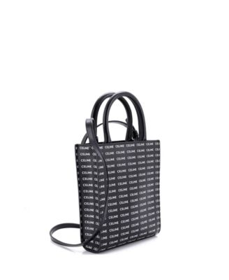 Mini Vertical Cabas Tote All Over Logo Print Leather