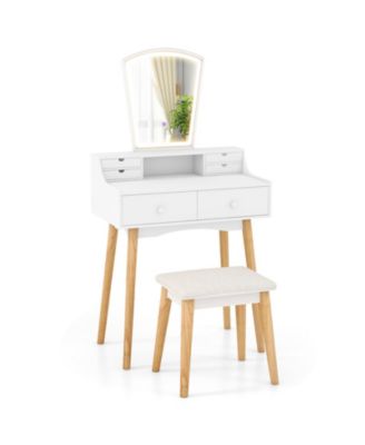 Vanity Desk Set with Adjustable LED Lighted Mirror