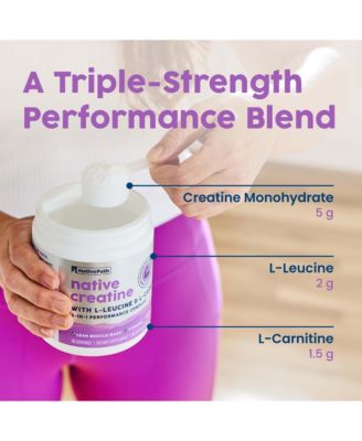 Creatine Monohydrate Powder with L-Leucine and L-Carnitine - Supports Muscle Health for Men and Women - 30 Servings