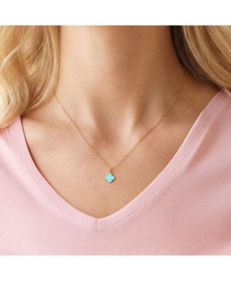 Mini Turquoise Single Clover Necklace 14K Gold