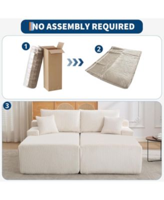 Oversized Double Chaise Lounge, Cloud Plush Sofa Bed with Deep Seat 4 Pillows