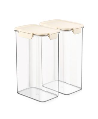 2 Pack Airtight Food Storage Container – Clear Stackable Canister for Pantry, Rice, Pasta, Cereal and Snacks