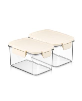 Two Pack Airtight Food Storage Container – Clear Stackable Canister for Pantry, Rice, Pasta, Cereal and Snacks