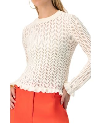 Women's Long Sleeve See-Through Knitted Blouse