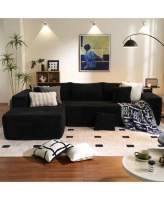 104" No Assembly Required Cloud Sectional Sofa, L-Shape Couch Chaise Lounge with Deep Seat and Wide Armrest for Living Room Bedroom