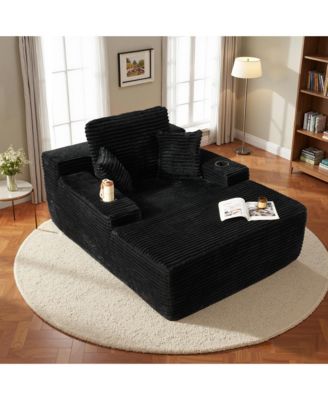 Chaise Lounge Chair, Oversized Plush Upholstered Boneless Sofa Bed, Deep Seat Sleeper Cloud Couch for Living Room, No Assembly Required