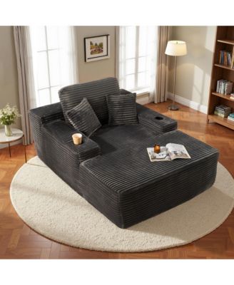 Chaise Lounge Chair, Oversized Plush Upholstered Boneless Sofa Bed, Deep Seat Sleeper Cloud Couch for Living Room, No Assembly Required