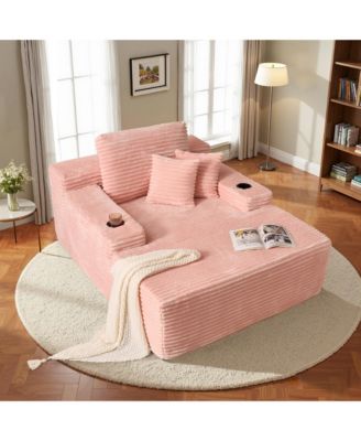Chaise Lounge Chair, Oversized Plush Upholstered Boneless Sofa Bed, Deep Seat Sleeper Cloud Couch for Living Room, No Assembly Required