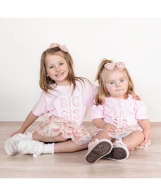 Baby Girls Lil Sis Embroidered Patch Short Sleeve Romper