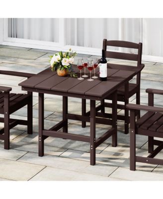 Outdoor HDPE 36" Square Patio Dining Table with Umbrella Hole