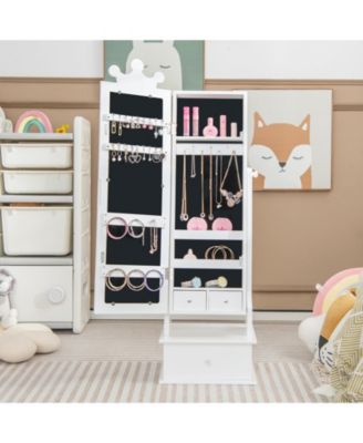 2 in 1 Kids Play Jewelry Armoire with Full Length Mirror