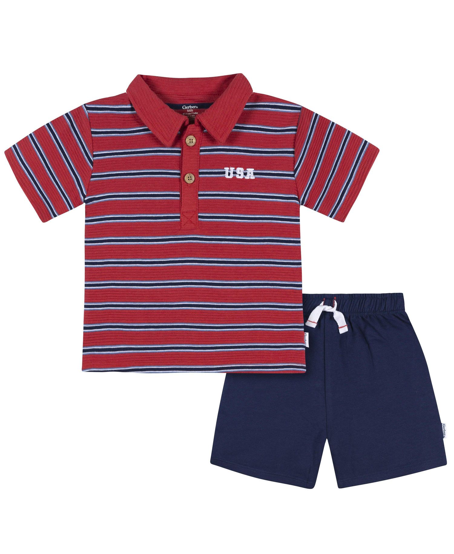 Baby Boys Collared Shirt and Short Set, 2-Piece