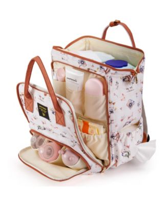 Wide Open Frame Diaper Bag Backpack with Insulated Bottle Pockets