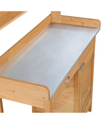 Outdoor Garden Potting Bench Table with Storage Shelf