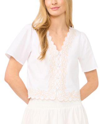 Women's V-Neck Embroidered Blouse
