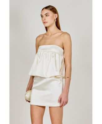 Women's Strapless Satin Mini Dress